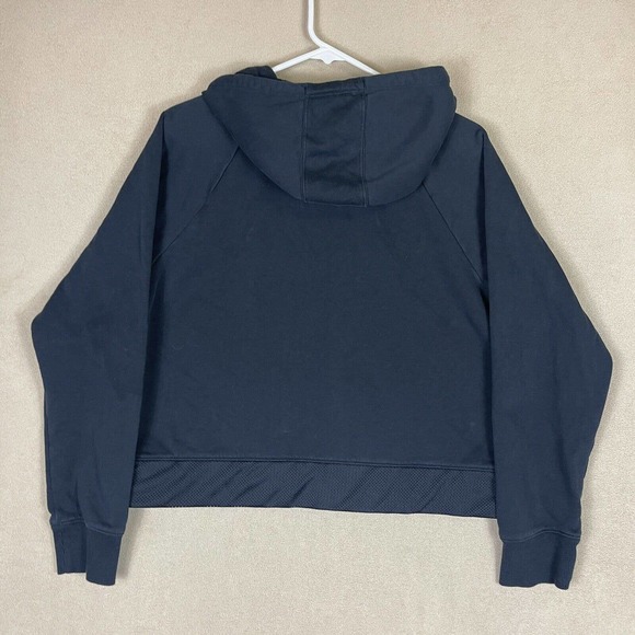 Under Armour Womens M Rival Fleece Mesh‎ Hoodie Black 1/4 Snap - Picture 10 of 11